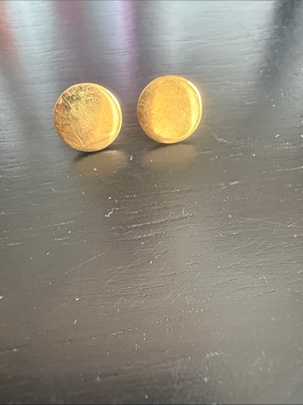 Gold Round Stud Earrings